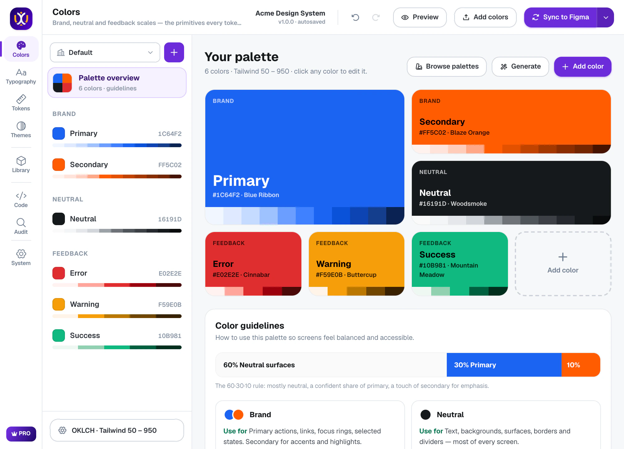 UIX open in Figma showing the palette overview